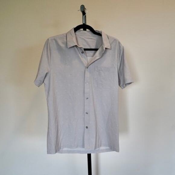 Vuori Short Sleeve Bridge Button Collared Top Gray Mens Size Small - Picture 1 of 8